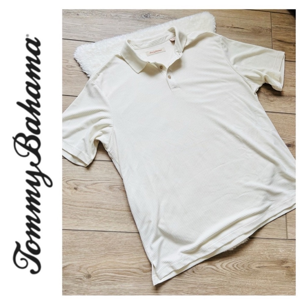 TOMMY BAHAMA Cream Stripes Dress Shirt Size XL